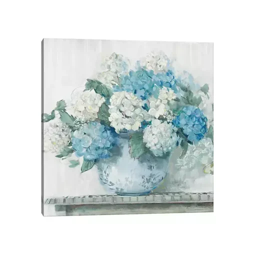 Kirklands Home Canvas Art|Blue Hydrangea Cottage Canvas Print