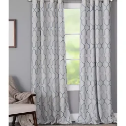 Kirklands Home Curtains & Drapes|Blue Interlock Single Curtain Panel, 84 in.