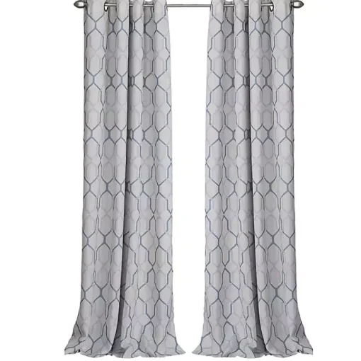 Kirklands Home Curtains & Drapes|Blue Interlock Single Curtain Panel, 84 in.