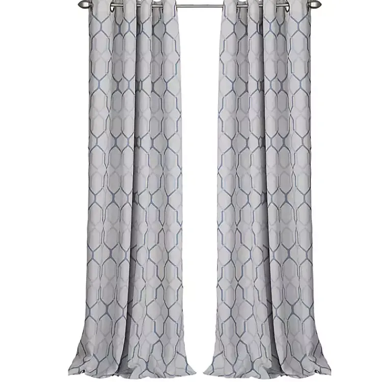 Kirklands Home Curtains & Drapes|Blue Interlock Single Curtain Panel, 84 in.