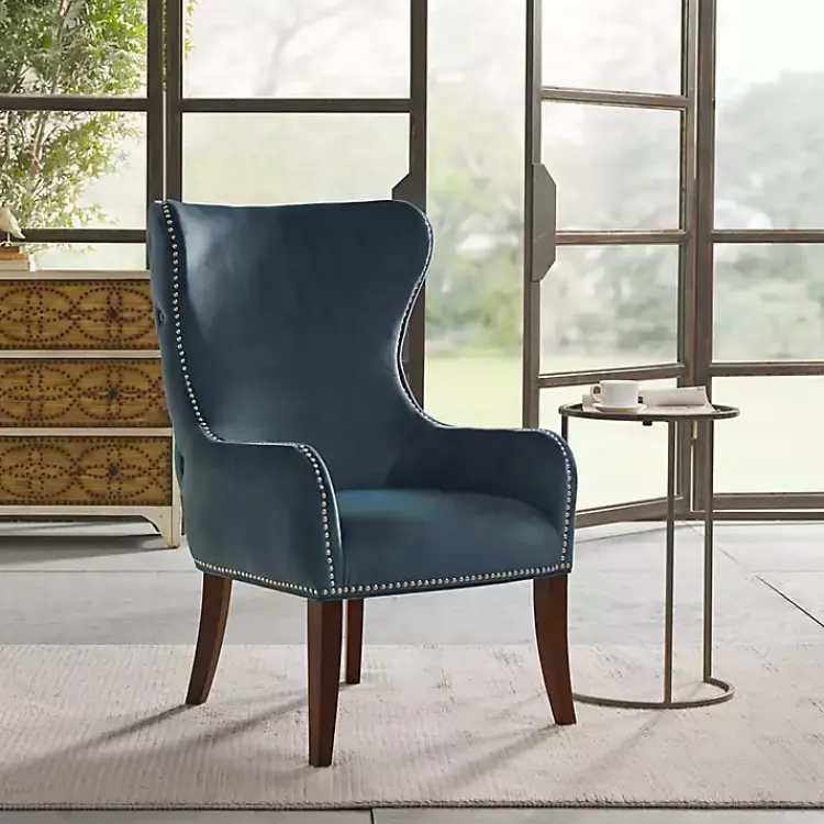Kirklands Home Accent Chairs|Ivey Button Tufted Accent Chair Blue