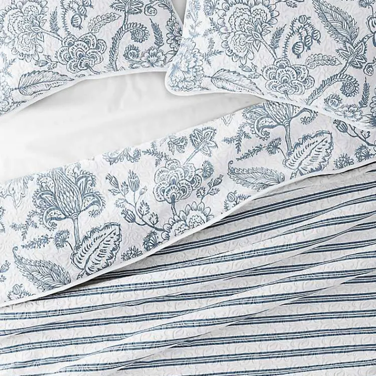 Kirklands Home Quilts|Blue Jacobean Reversible 3-pc. Queen Quilt Set