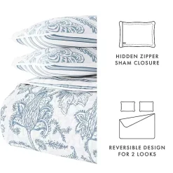 Kirklands Home Quilts|Blue Jacobean Reversible 3-pc. King Quilt Set