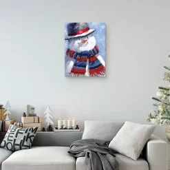 Online Blue Jolly Snowman Canvas Art Print Christmas Art & Wall Decor