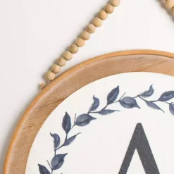 Kirklands Home Monogram Wall Decor|Blue Leaf Wreath Monogram A Wood Wall Plaque