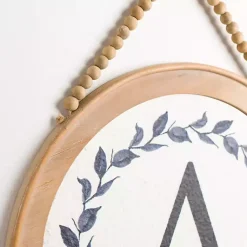 Kirklands Home Monogram Wall Decor|Blue Leaf Wreath Monogram A Wood Wall Plaque