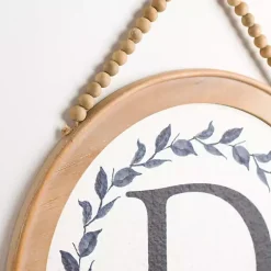 Kirklands Home Monogram Wall Decor|Blue Leaf Wreath Monogram D Wood Wall Plaque