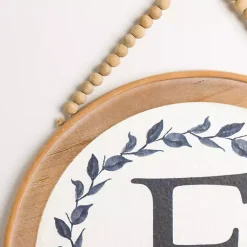 Kirklands Home Monogram Wall Decor|Blue Leaf Wreath Monogram F Wood Wall Plaque