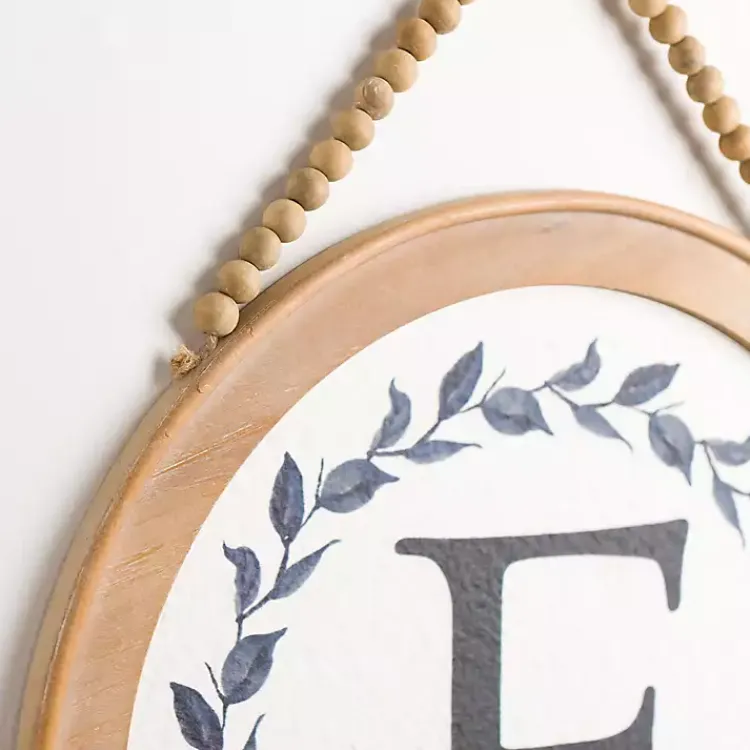 Kirklands Home Monogram Wall Decor|Blue Leaf Wreath Monogram F Wood Wall Plaque