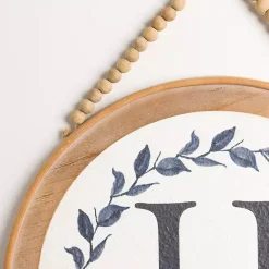 Kirklands Home Monogram Wall Decor|Blue Leaf Wreath Monogram H Wood Wall Plaque