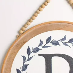 Kirklands Home Monogram Wall Decor|Blue Leaf Wreath Monogram R Wood Wall Plaque