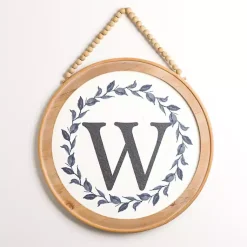 Kirklands Home Monogram Wall Decor|Blue Leaf Wreath Monogram W Wood Wall Plaque