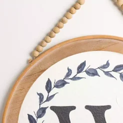 Kirklands Home Monogram Wall Decor|Blue Leaf Wreath Monogram W Wood Wall Plaque