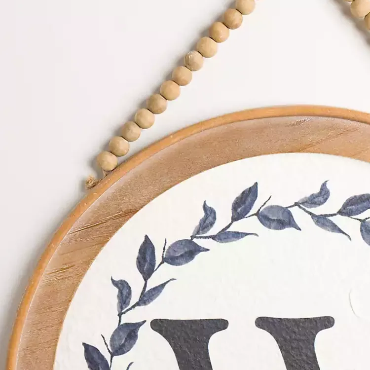 Kirklands Home Monogram Wall Decor|Blue Leaf Wreath Monogram W Wood Wall Plaque