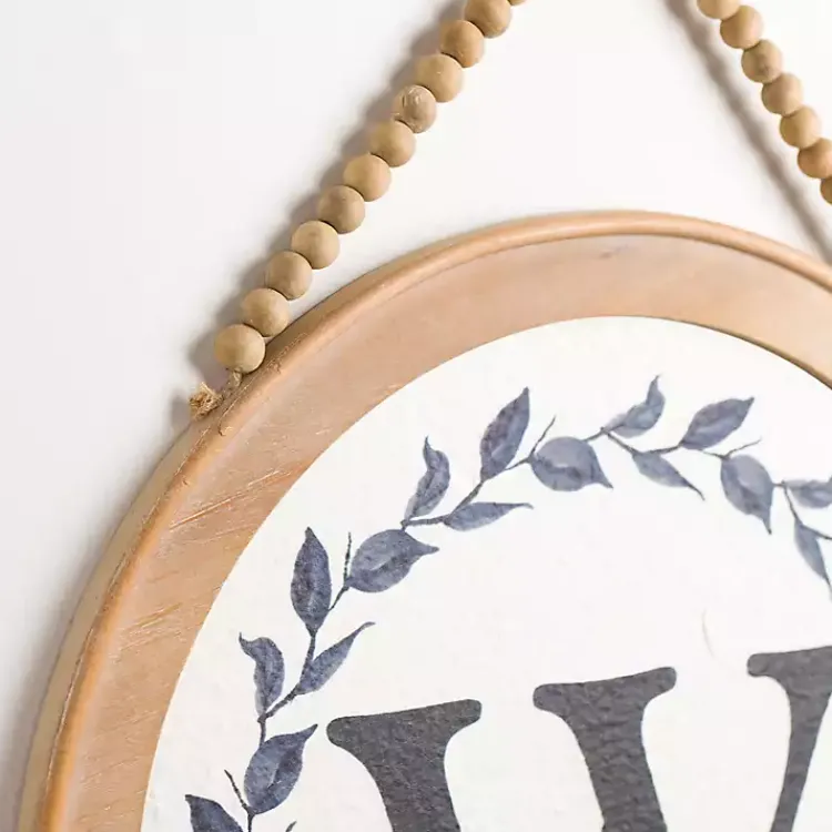 Kirklands Home Monogram Wall Decor|Blue Leaf Wreath Monogram W Wood Wall Plaque