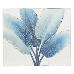 Kirklands Home Framed Art|Blue Leaves Coastal Metal Art Print