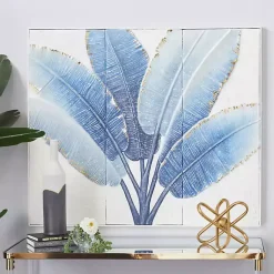 Kirklands Home Framed Art|Blue Leaves Coastal Metal Art Print