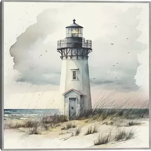 Kirklands Home Canvas Art|Blue Lighthouse Framed Canvas Art Print