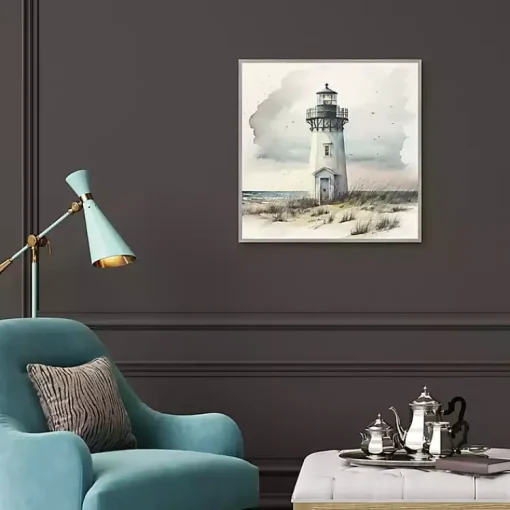 Kirklands Home Canvas Art|Blue Lighthouse Framed Canvas Art Print