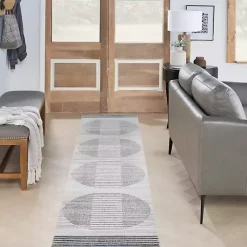 Kirklands Home Area Rugs|Blue Linear Sphere Washable Runner, 2x10