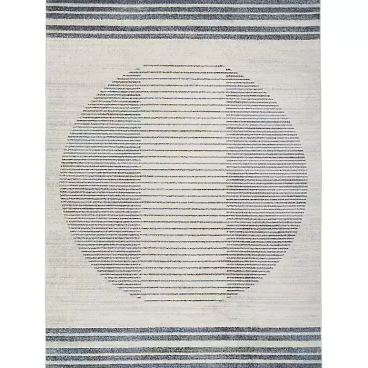 Kirklands Home Area Rugs|Blue Linear Sphere Washable Area Rug, 6x9