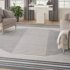 Kirklands Home Area Rugs|Blue Linear Sphere Washable Area Rug, 7x10