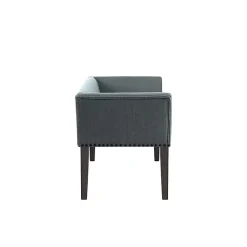 Kirklands Home Benches & Ottomans|Low Back Flared Nailhead Trim Bench Blue