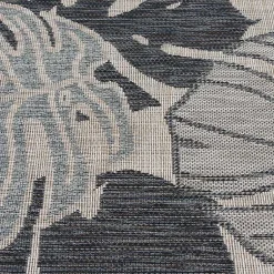 Kirklands Home Outdoor Rugs|Blue Malibu Monstera Outdoor Area Rug, 7x9