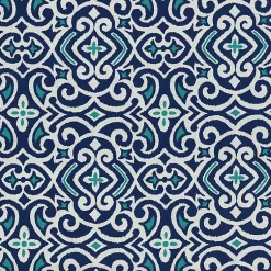 Kirklands Home Outdoor Cushions & Pillows|Marine Damask Outdoor Settee Cushion Blue