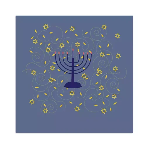 Clearance Blue Menorah Canvas Art Print Hanukkah Decorations