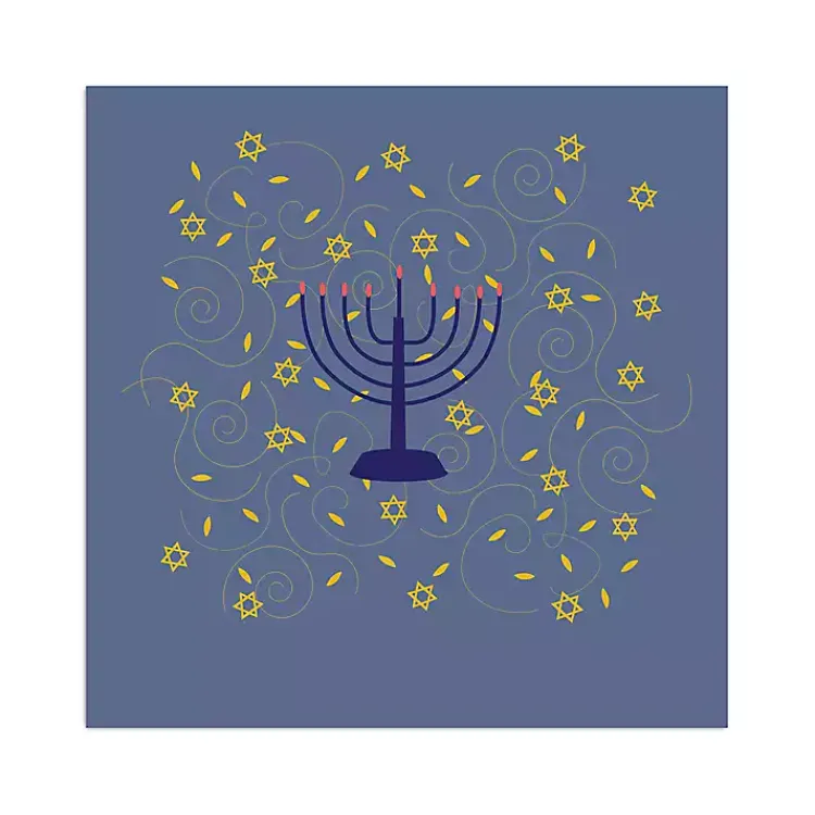 Clearance Blue Menorah Canvas Art Print Hanukkah Decorations