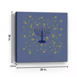 Clearance Blue Menorah Canvas Art Print Hanukkah Decorations