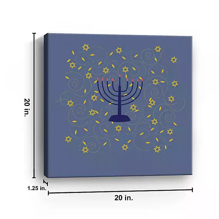 Clearance Blue Menorah Canvas Art Print Hanukkah Decorations