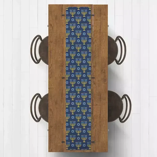 Sale Blue Menorah Table Runner, 72 in. Hanukkah Decorations
