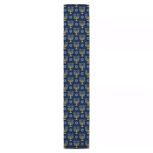 Sale Blue Menorah Table Runner, 72 in. Hanukkah Decorations