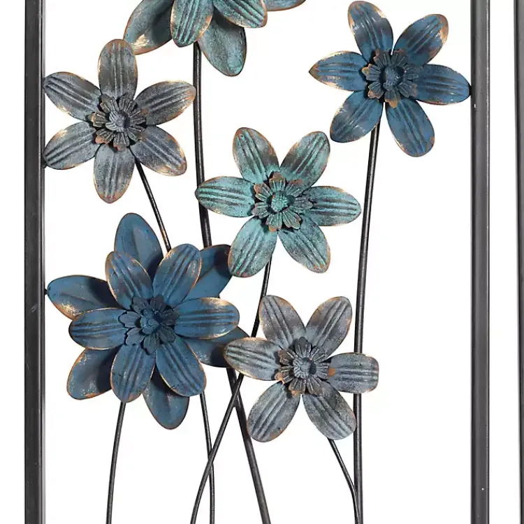 Kirklands Home Wall Plaques|Metal Floral Panel Wall Plaques, Set of 2 Blue