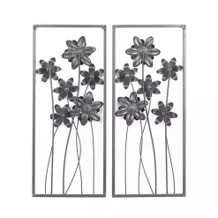 Kirklands Home Wall Plaques|Metal Floral Panel Wall Plaques, Set of 2 Blue