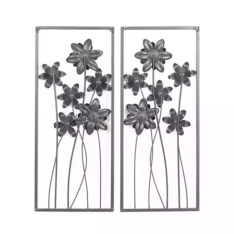 Kirklands Home Wall Plaques|Metal Floral Panel Wall Plaques, Set of 2 Blue