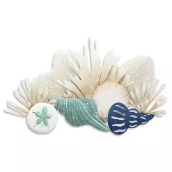 Kirklands Home Wall Plaques|Blue Metal Reef and Shell Wall Plaque