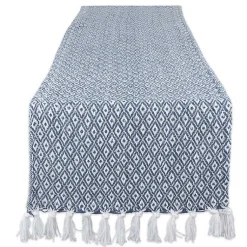 Kirklands Home Table Linens|Mini Diamond Fringe End Table Runner, 108 in. Blue