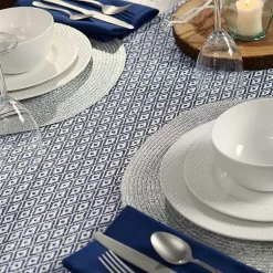 Kirklands Home Table Linens|Mini Diamond Fringe End Table Runner, 108 in. Blue
