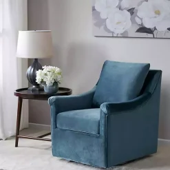 Kirklands Home Accent Chairs|Mora Swivel Accent Chair Blue