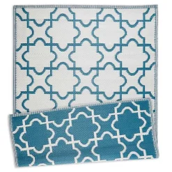 Kirklands Home Outdoor Rugs|Blue Moroccan Trellis Outdoor Area Rug, 4x6