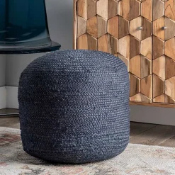Sale Neely Jute Chevron Braided Pouf Poufs & Floor Cushions