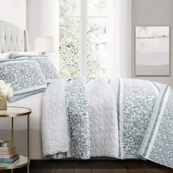 Kirklands Home Quilts|Blue Nisha Floral Full/Queen 3-pc. Quilt Set