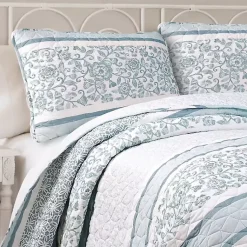 Kirklands Home Quilts|Blue Nisha Floral Full/Queen 3-pc. Quilt Set