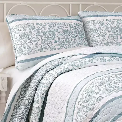 Kirklands Home Quilts|Blue Nisha Floral Full/Queen 3-pc. Quilt Set