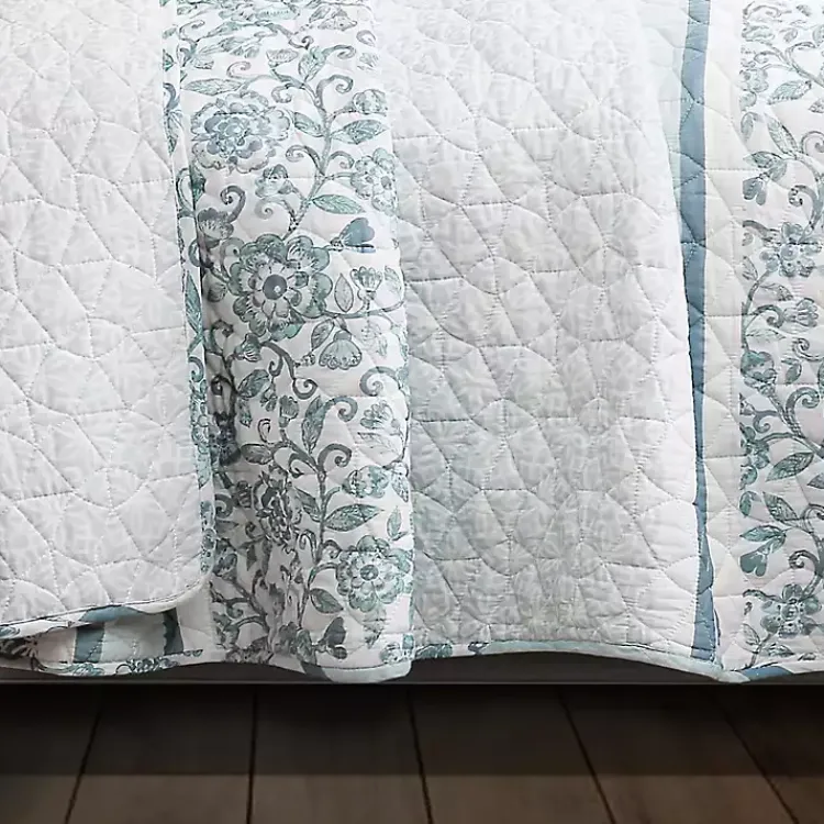 Kirklands Home Quilts|Blue Nisha Floral Full/Queen 3-pc. Quilt Set
