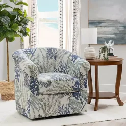 Kirklands Home Accent Chairs|Ocean Bonnie Swivel Accent Chair Blue