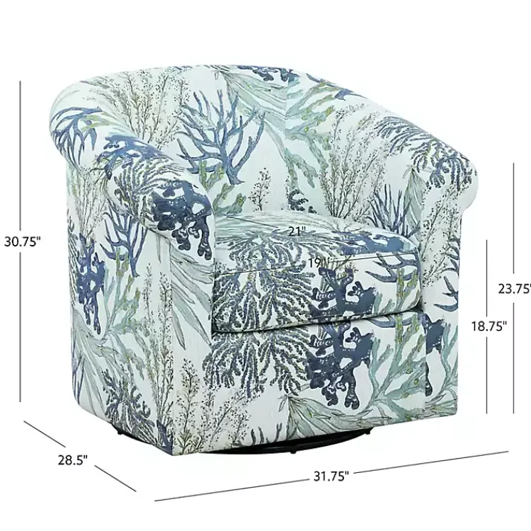 Kirklands Home Accent Chairs|Ocean Bonnie Swivel Accent Chair Blue